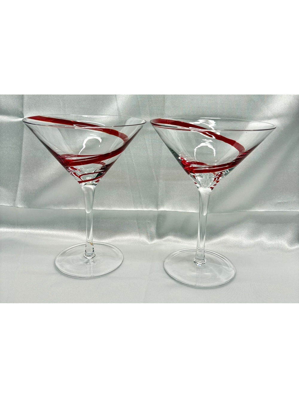 Pier 1 Imports Vintage Swirline Ruby Red Martini Glasses Set Of 2 EUC
